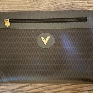Mario Valentino Brown Leather Pouch , Gold hardware
